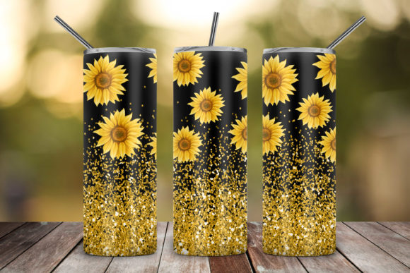 Download Glitter Sunflower 20Oz Skinny Tumbler - Premium Bundle