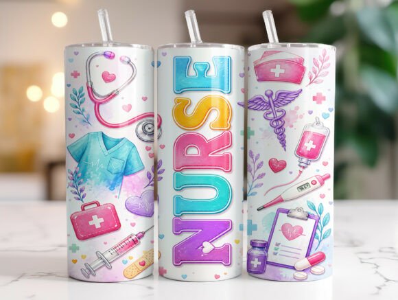 Download Pastel Nurse 20oz Skinny Tumbler Wrap - Premium Resources